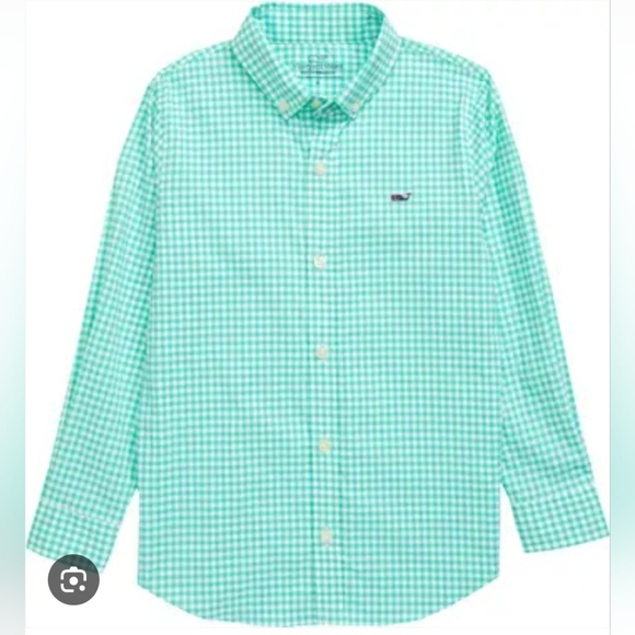 VINEYARD VINES BOY'S "WHALE SHIRT" BUTTON DOWN LONG SLEEVE GINGHAM  SIZE SMALL.. - Picture 1 of 11
